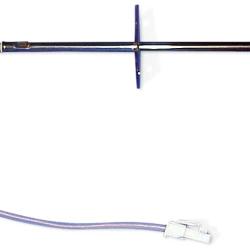 Appliance oven temperature probe on grid surface.
