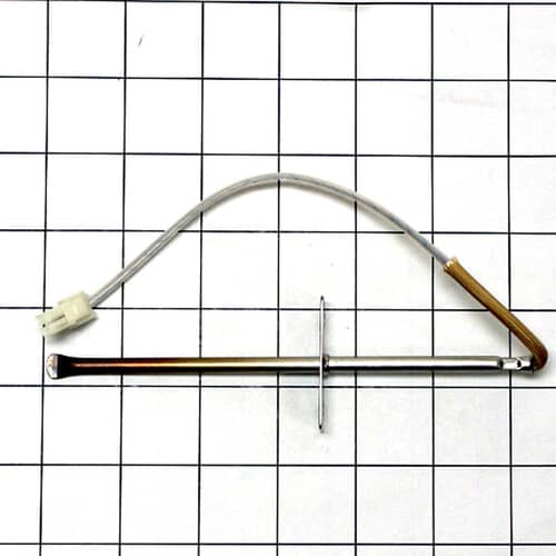 Close-up of oven sensor probe and wire.