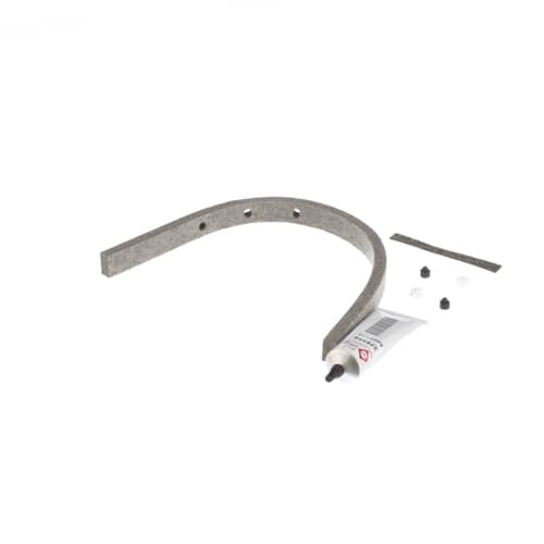 Angled view of the curved felt seal and small components against a white background