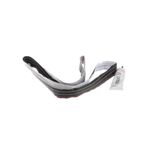 Angled view of the coiled dryer felt seal against a white background