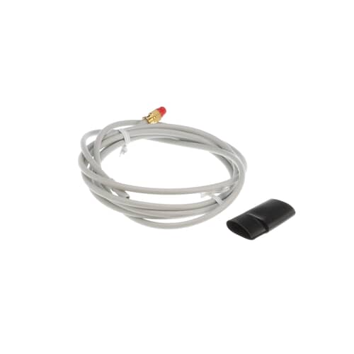 Whirlpool 8201597 Refrigerator Water Line with connector fitting and black sleeve.