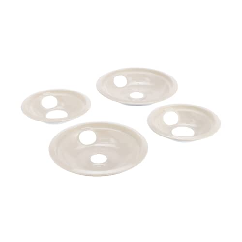 Whirlpool W10288050 4-piece drip bowl kit (2x 6-inch, 2x 8-inch) in biscuit/almond color.