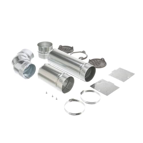 Larger view of the kit contents including the 90-degree elbow and clamps