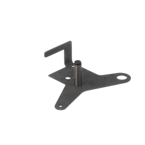 Top view of the Whirlpool WP63033630 Idler Arm & Shaft Assembly, showing the precise mechanism for controlling belt tension in Whirlpool washers.