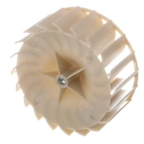 Angled view showing the depth of the wheel and the structure connecting the hub to the outer blades.