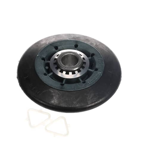 Top view of the roller showing the central metal hub surrounded by a gray plastic support structure.